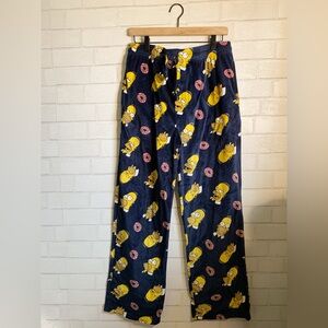 The Simpsons Homer Faces & Sprinkle Donut Soft Velour Navy Pajama Pants M/L